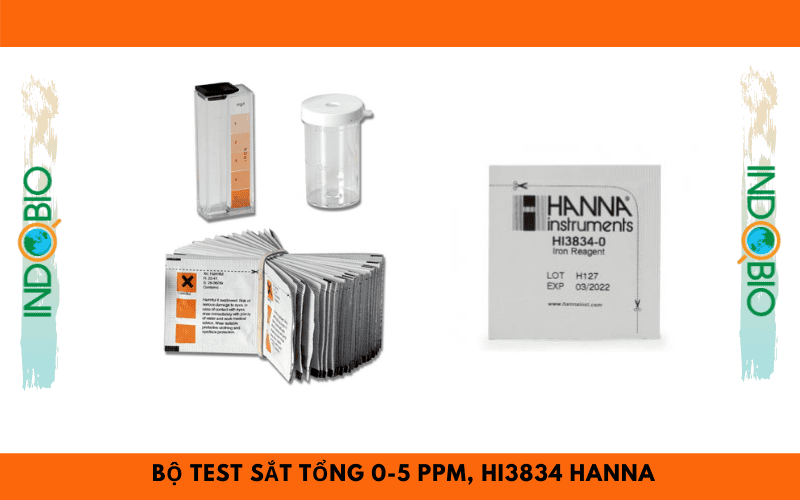 Test nhanh sắt tổng trong ước ngầm, sắt tổng trong nước sinh hoạt 0-5 ppm, Hi3834